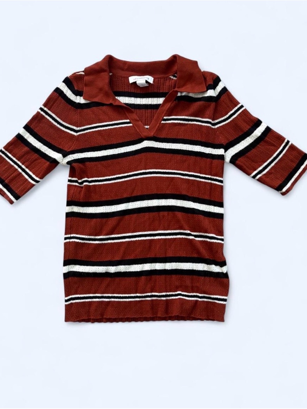 Red white and black stripe polo
